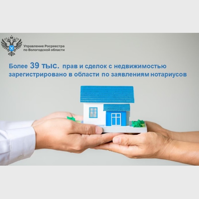 Более 39 тысяч прав и сделок с недвижимостью зарегистрировано в Вологодской области по заявлению нотариусов.