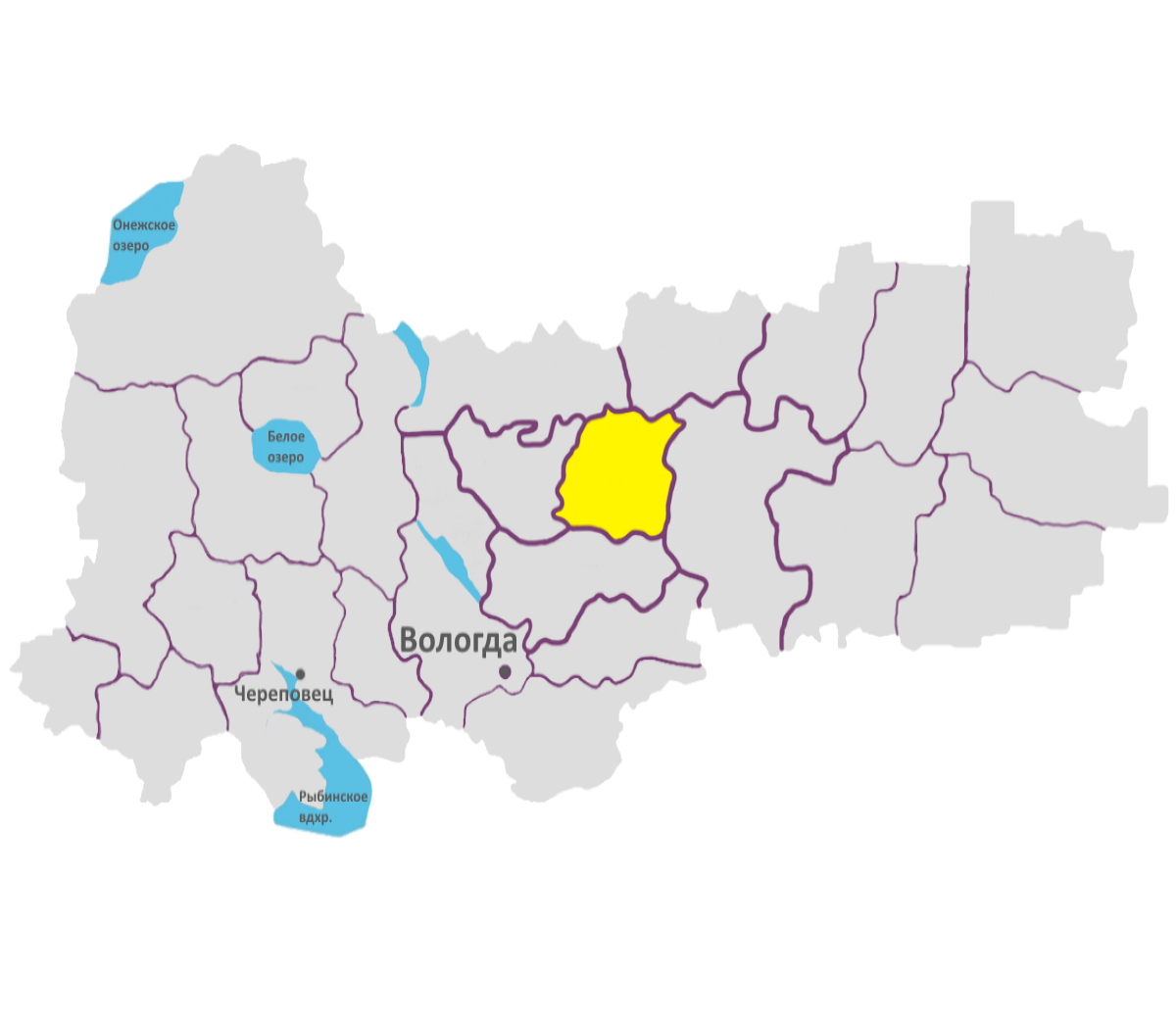 Сямженский округ на территории Вологодской области.